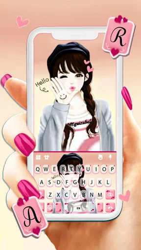 Wink Cute Girl Keyboard Backgr