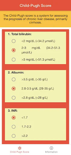 Child Pugh Score Calculator