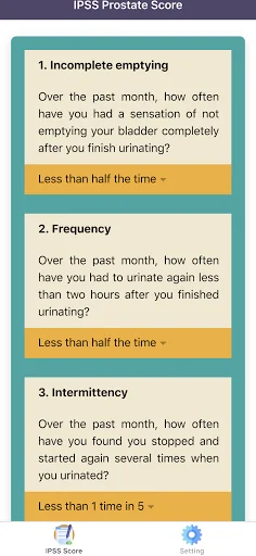 Urology IPSS Prostate Score