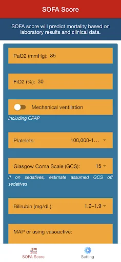 SOFA Score Calculator