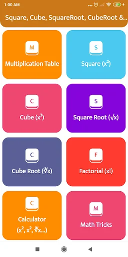 Square, Cube, Root & Factorial screenshot 1