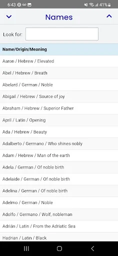 Meaning of Names screenshot 1