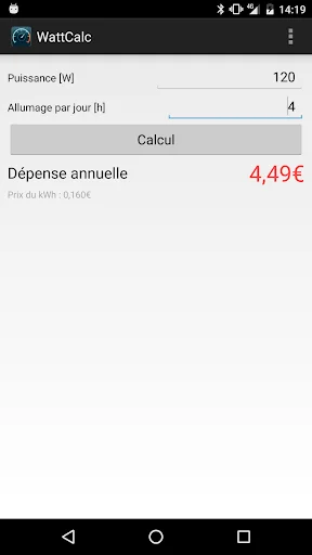 WattCalc - Dépense électrique