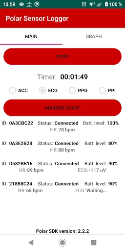 Polar Sensor Logger screenshot 1