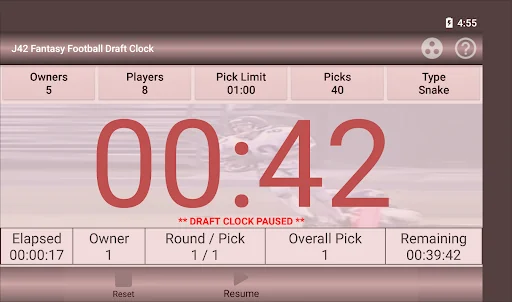 J42 Fantasy Draft Clock