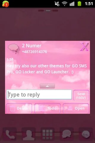Pink Clouds Theme GO SMS Pro screenshot 4