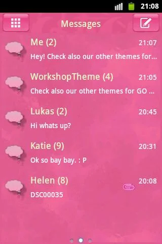 Pink Cute Sweet Theme GO SMS screenshot 2