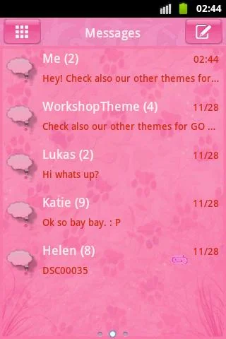 Pink 2 GO SMS PRO Theme screenshot 1
