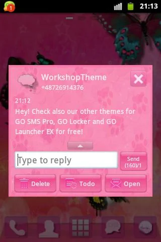 Pink 2 GO SMS PRO Theme screenshot 3