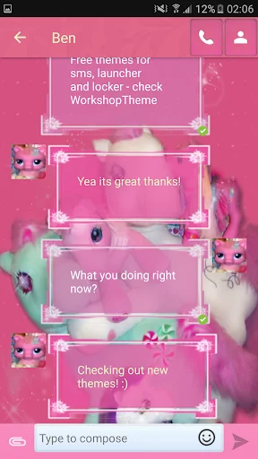 Theme Pink Pony GO SMS PRO screenshot 2
