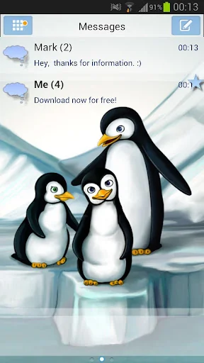 Penguins Theme GO SMS Pro screenshot 1