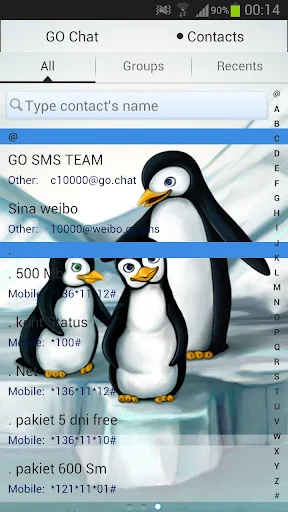 Penguins Theme GO SMS Pro screenshot 3