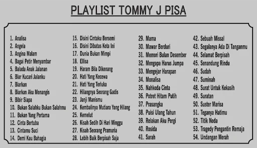 Lagu Kenangan Tommy J Pisa
