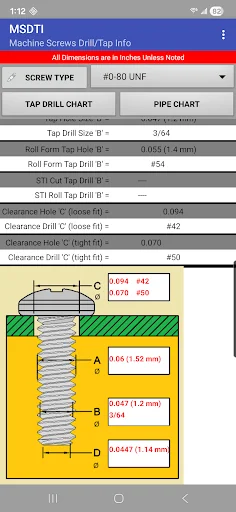 Machine Screws Drill/Tap Info