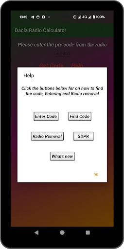 Dacia radio code calculator screenshot 2