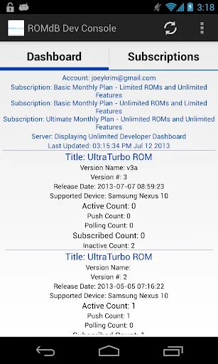 ROMDashboard Developer Console