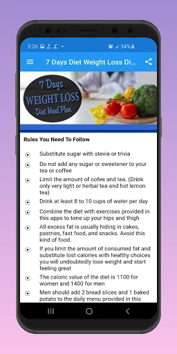 7 Days Weight Loss Diet Meal screenshot 3