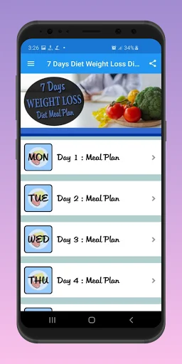 7 Days Weight Loss Diet Meal screenshot 4