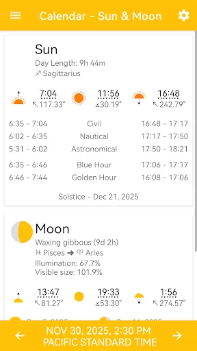 Calendar - Sun & Moon