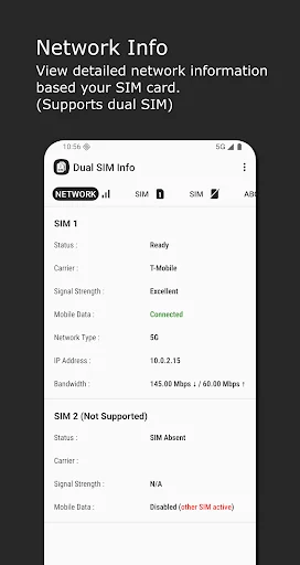 Dual SIM Info: Network & SIMs