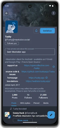 Tusky for Mastodon screenshot 4