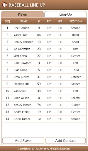 Baseball Line-Up (Manager)