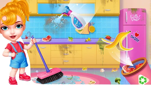 Girl home cleaning fun screenshot 1