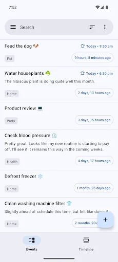 TimeJot - Event timeline log