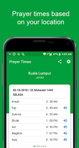 Waktu Solat -Kiblat, Azan, Doa screenshot 1