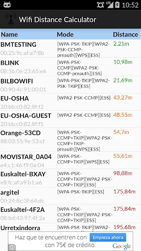 Wifi Distance Calculator screenshot 1