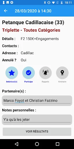 Pétanque Calendriers Concours screenshot 2