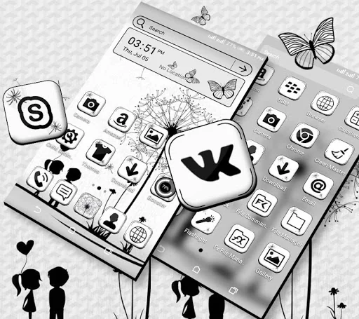 Black And White Launcher Theme screenshot 3