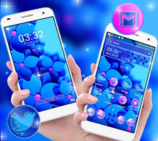 Blue Flower Launcher Theme screenshot 4