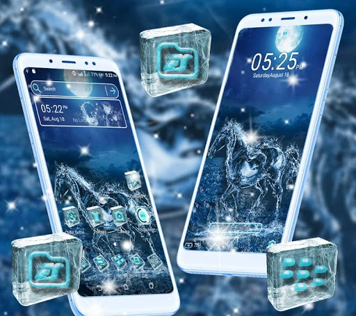 Blue Ice Horse Launcher Theme