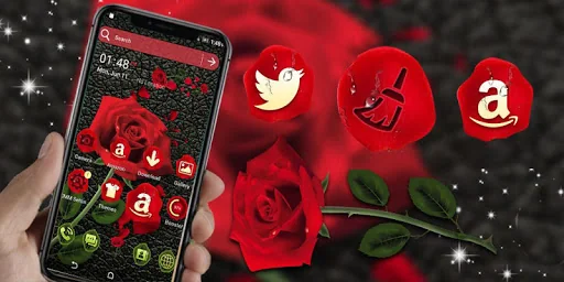 Rose in Black Launcher Theme screenshot 2