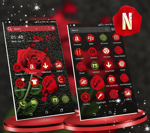Rose in Black Launcher Theme screenshot 3