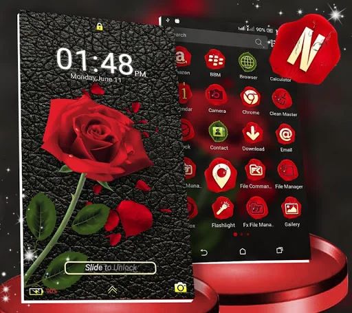 Rose in Black Launcher Theme screenshot 4