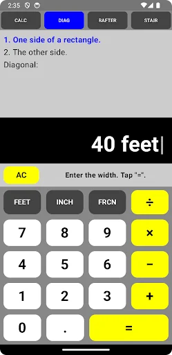 Construction Calculator (feet) screenshot 3