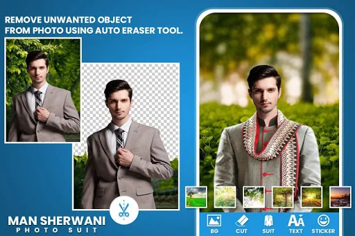 Man Sherwani Suit Photo Editor