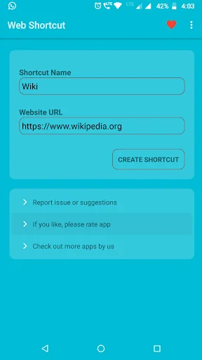 Website Shortcut -URL Shortcut screenshot 1