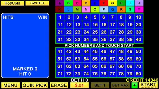 Keno 20 Card