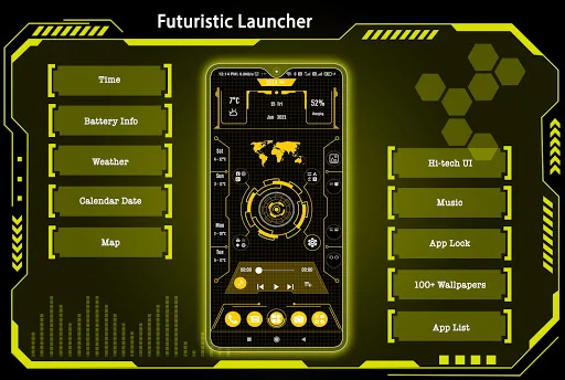 Futuristic Launcher - Lock App screenshot 1