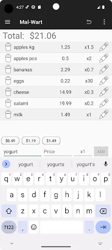 Simple Shopping Calculator screenshot 1