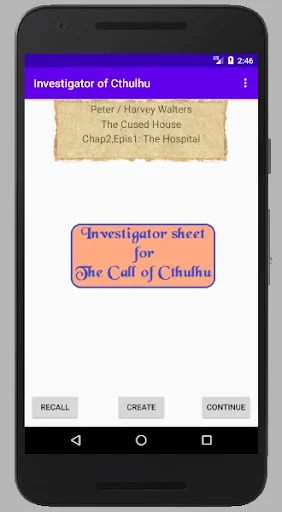 Investigator sheet for CoC