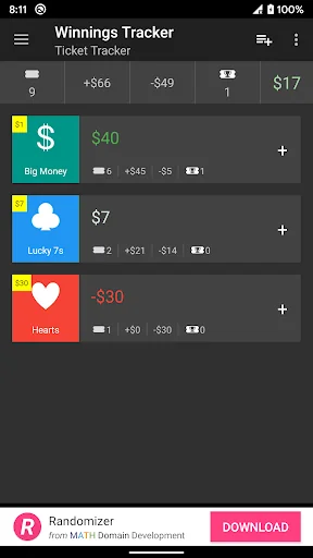 Winnings Tracker: Scratch Card