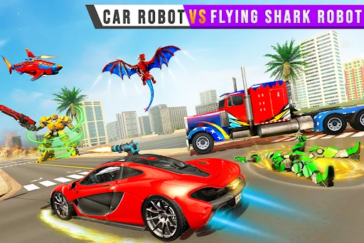 Police Shark Robot Car Games screenshot 2