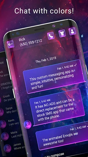 Neon led SMS Messenger theme screenshot 2