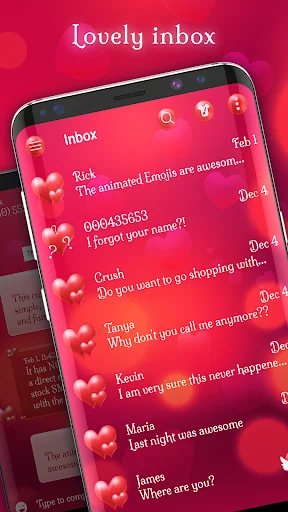 Romantic love red color theme screenshot 1