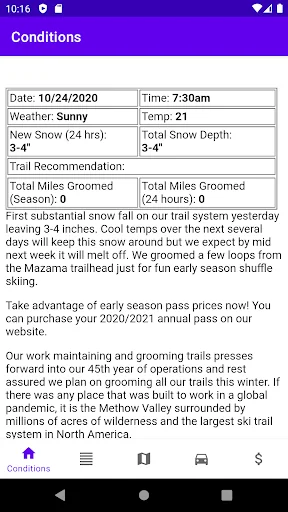 Methow Trails Grooming Report