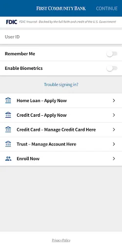 First Community Bank screenshot 2